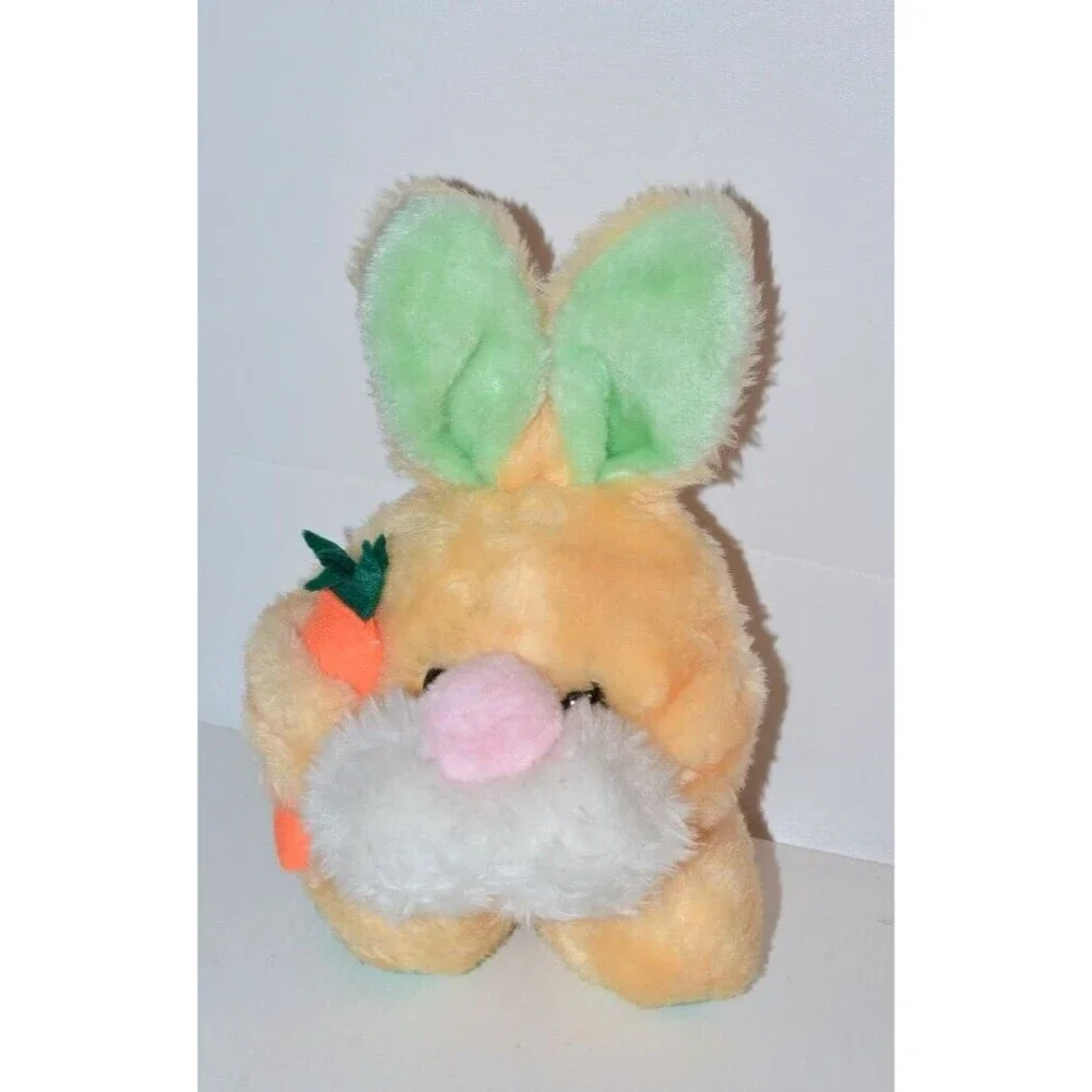 Vtg MTY Intl Round Baby Bunny rabbit‎ w/ carrot pastel yellow green
